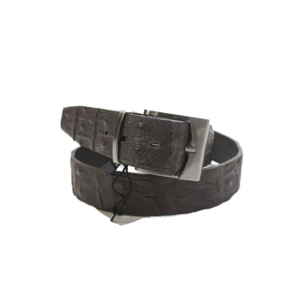 Bernini Mens Genuine American Alligator Silver Tone Buckle Belt Brown Size 36